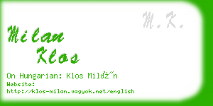 milan klos business card